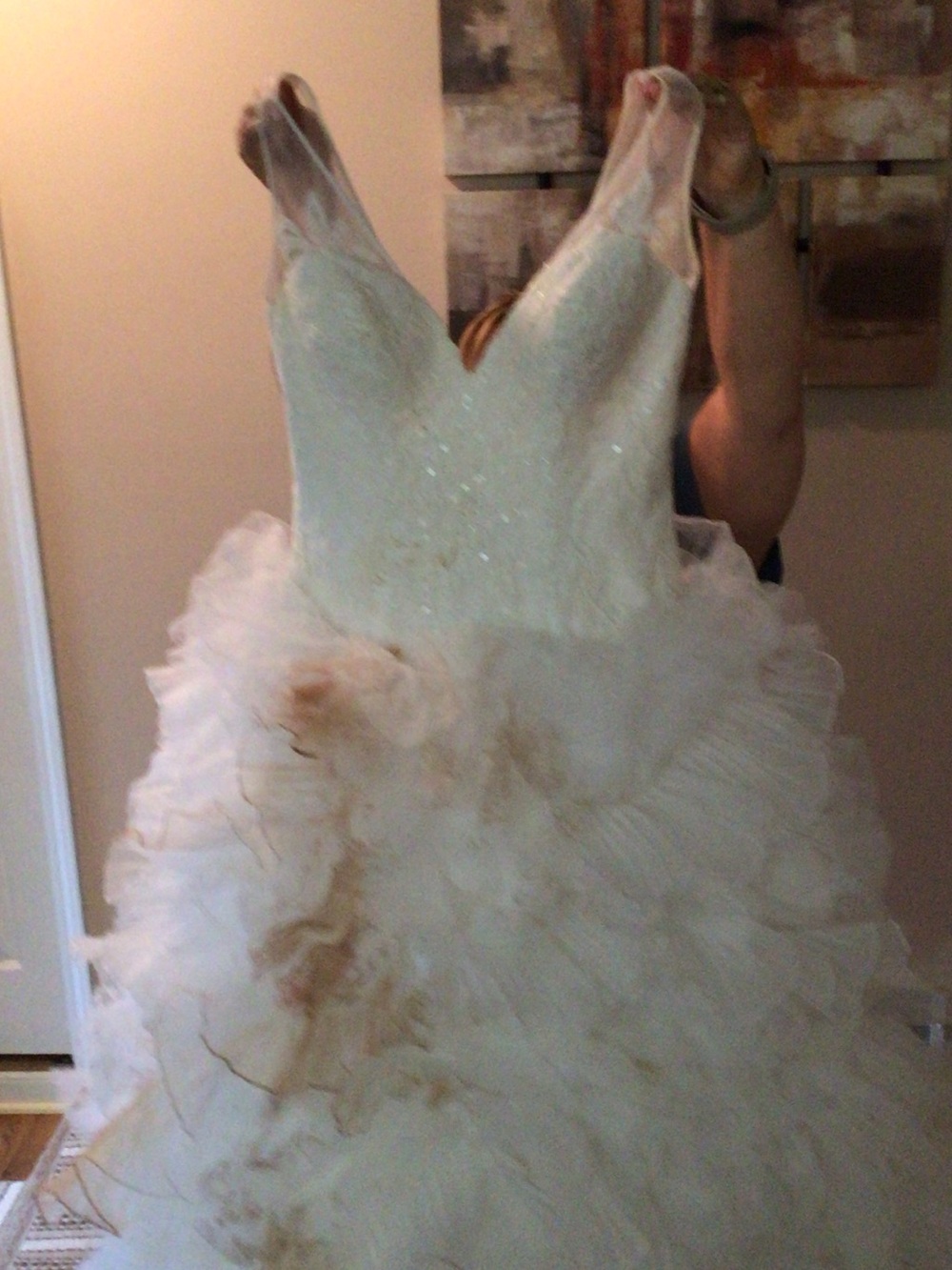 Galina signature Wedding Dress with Ruffled Tulle Skirt. David bridal??L?L?